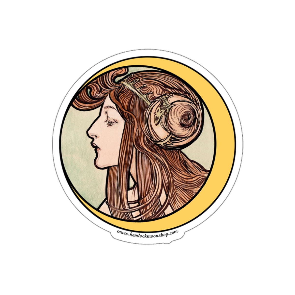 Crescent Moon Art Nouveau Sticker :: All-Weather, Water-Resistant Vinyl (5 sizes)