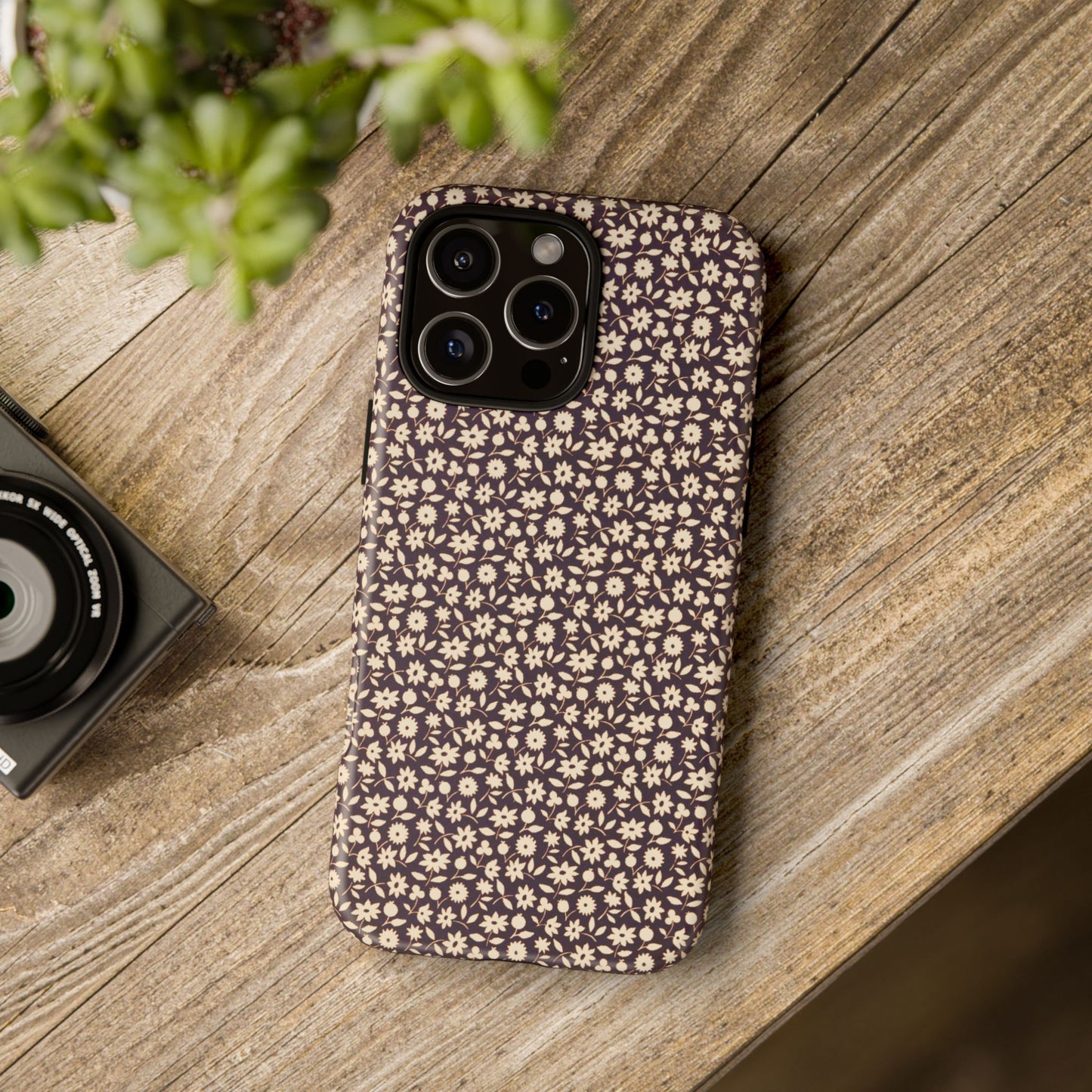 Coffee and Cream Vintage Floral Pattern iPhone Case