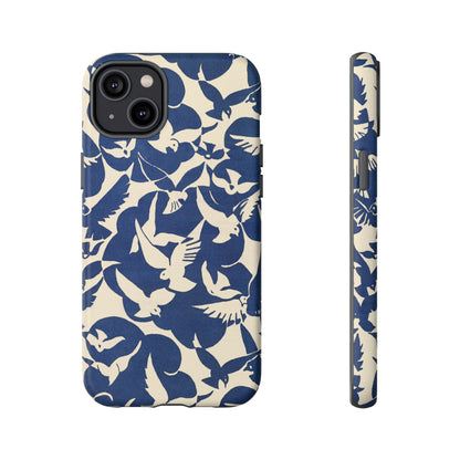 Blue Sky Birds Flying Retro iPhone Case