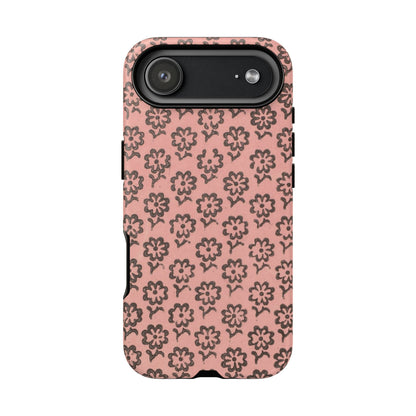 Dutch Pink & Brown Scattered Pattern Floral iPhone Case