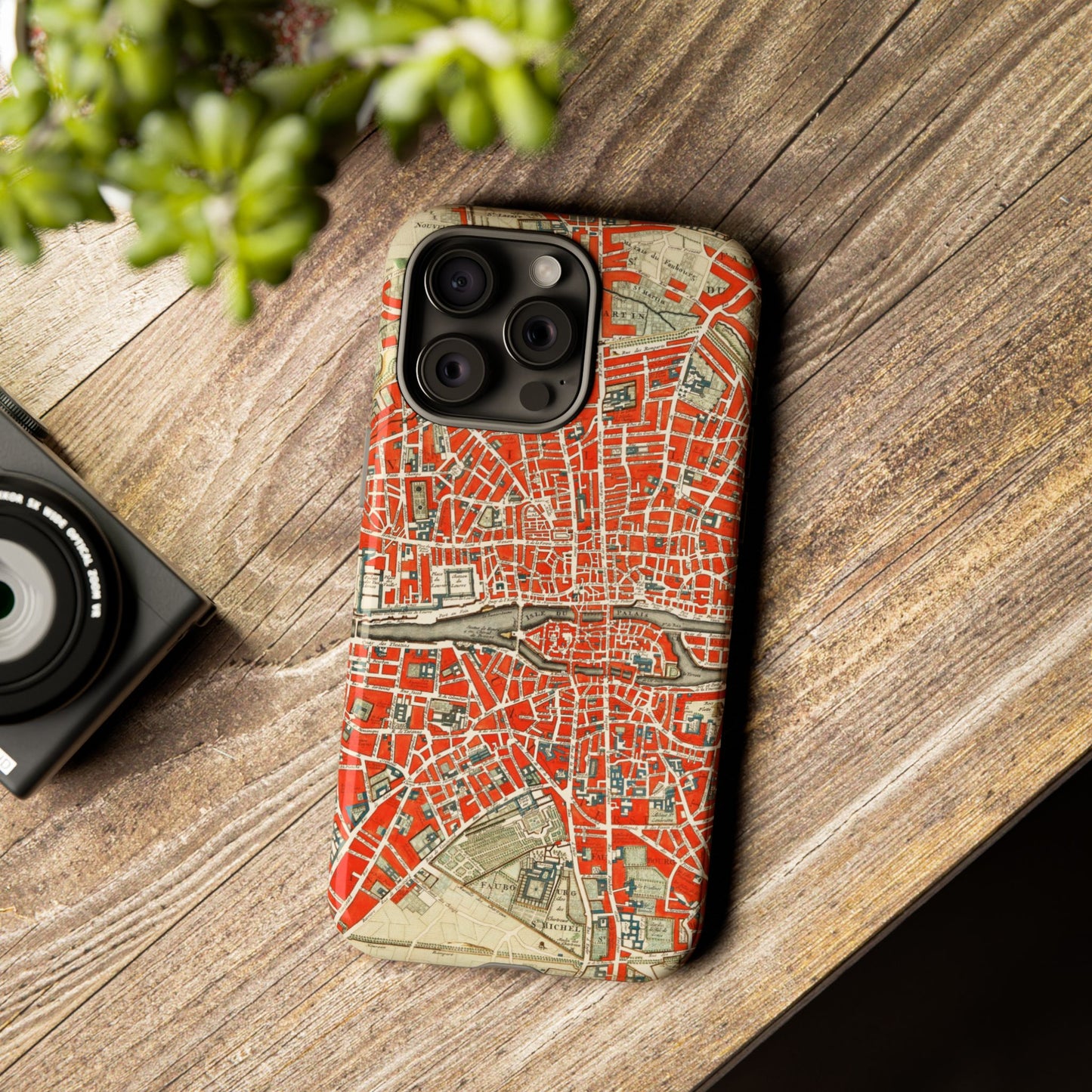 Retro Red Paris Map iPhone Case