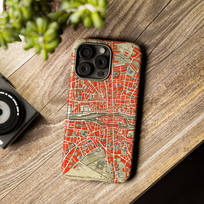 Retro Red Paris Map iPhone Case