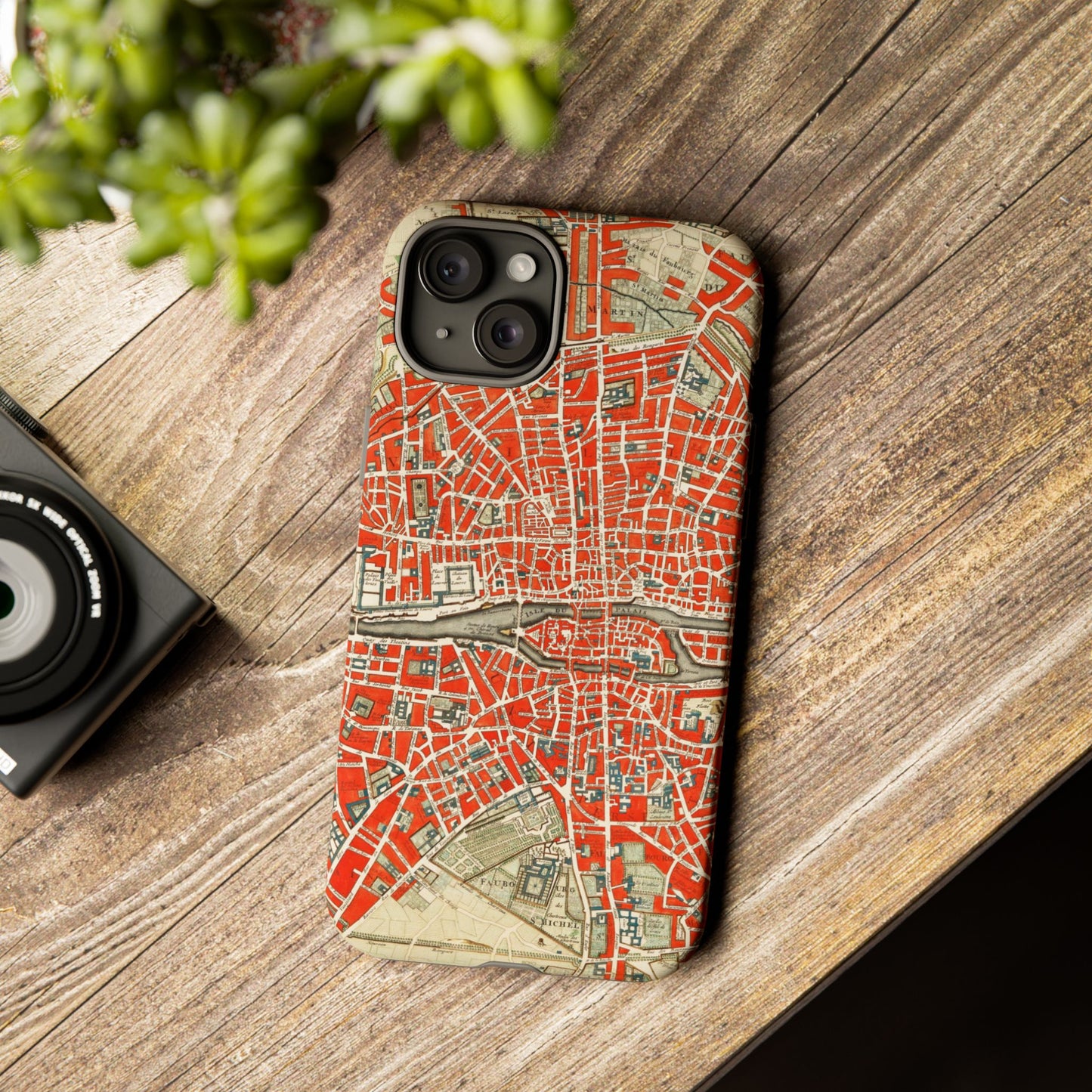 Retro Red Paris Map iPhone Case
