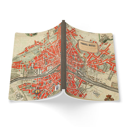 Paris Vintage Map  | Softcover Travel Journal with Inside Illustrations