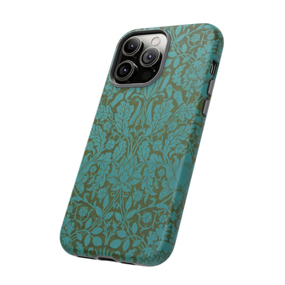 Aqua & Olive Oak Pattern by William Morris iPhone Case