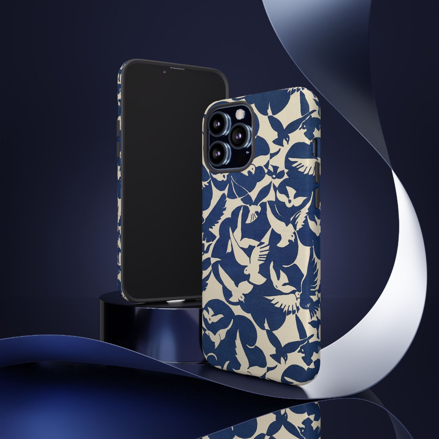Blue Sky Birds Flying Retro iPhone Case
