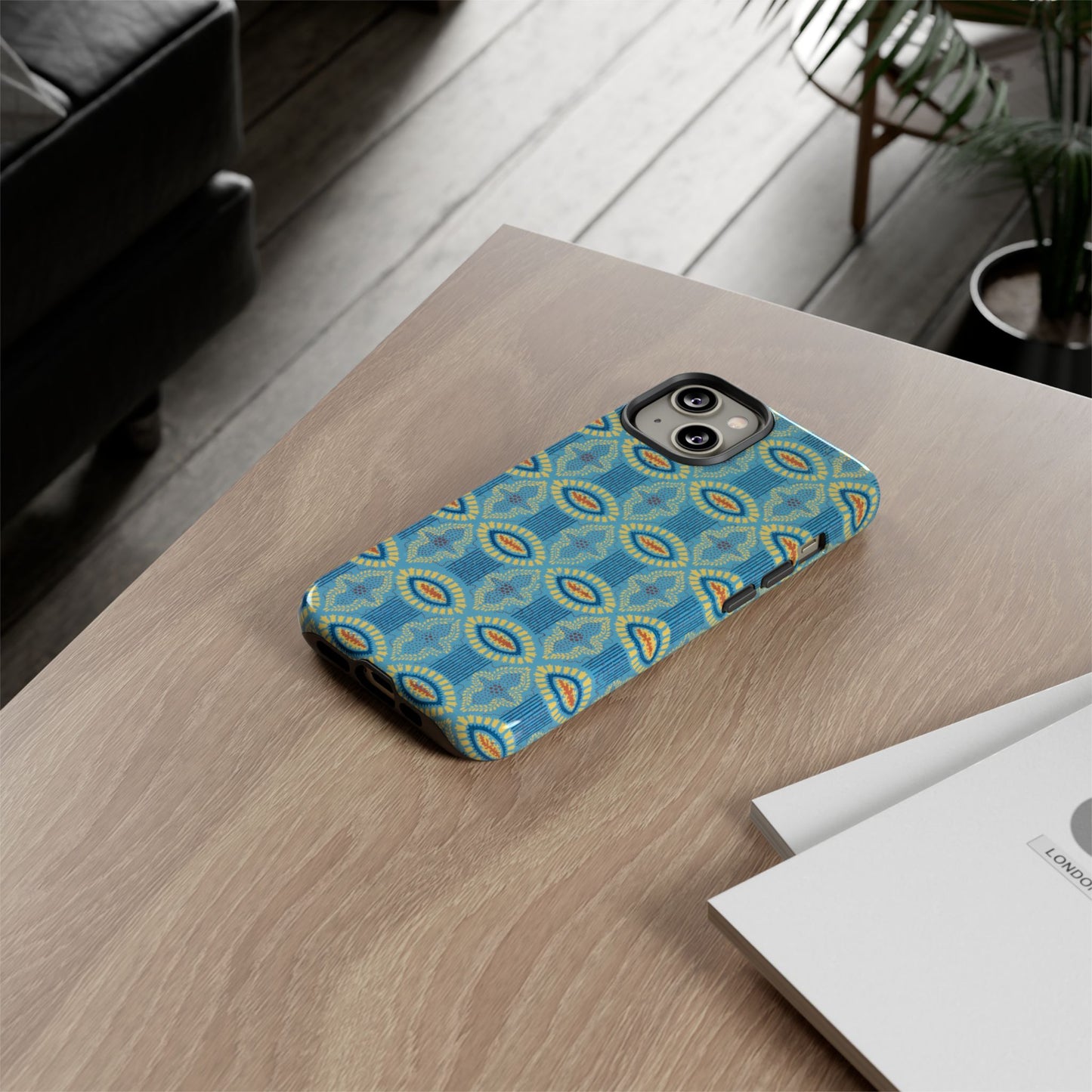 Turquoise Retro Geometric iPhone Case