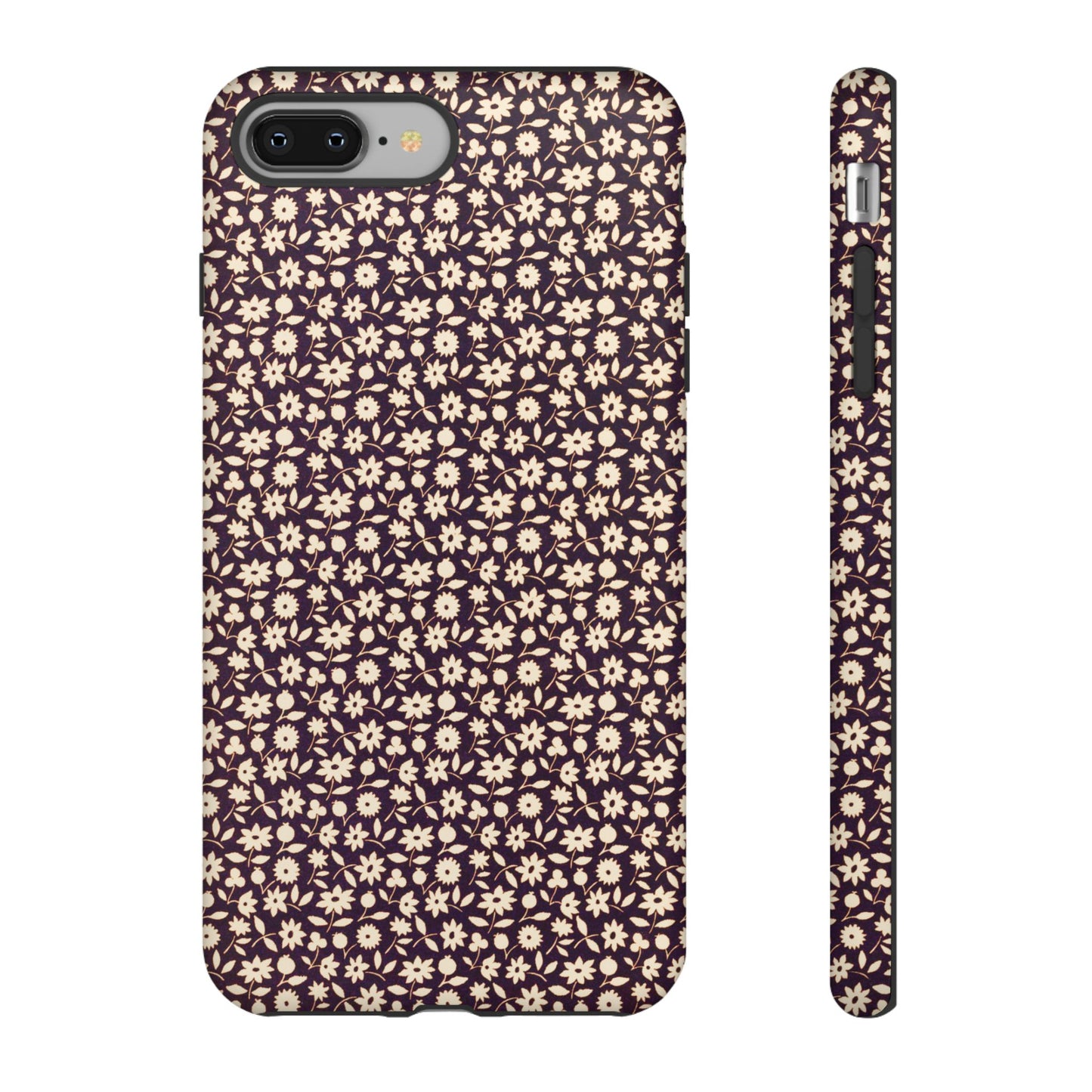 Coffee and Cream Vintage Floral Pattern iPhone Case