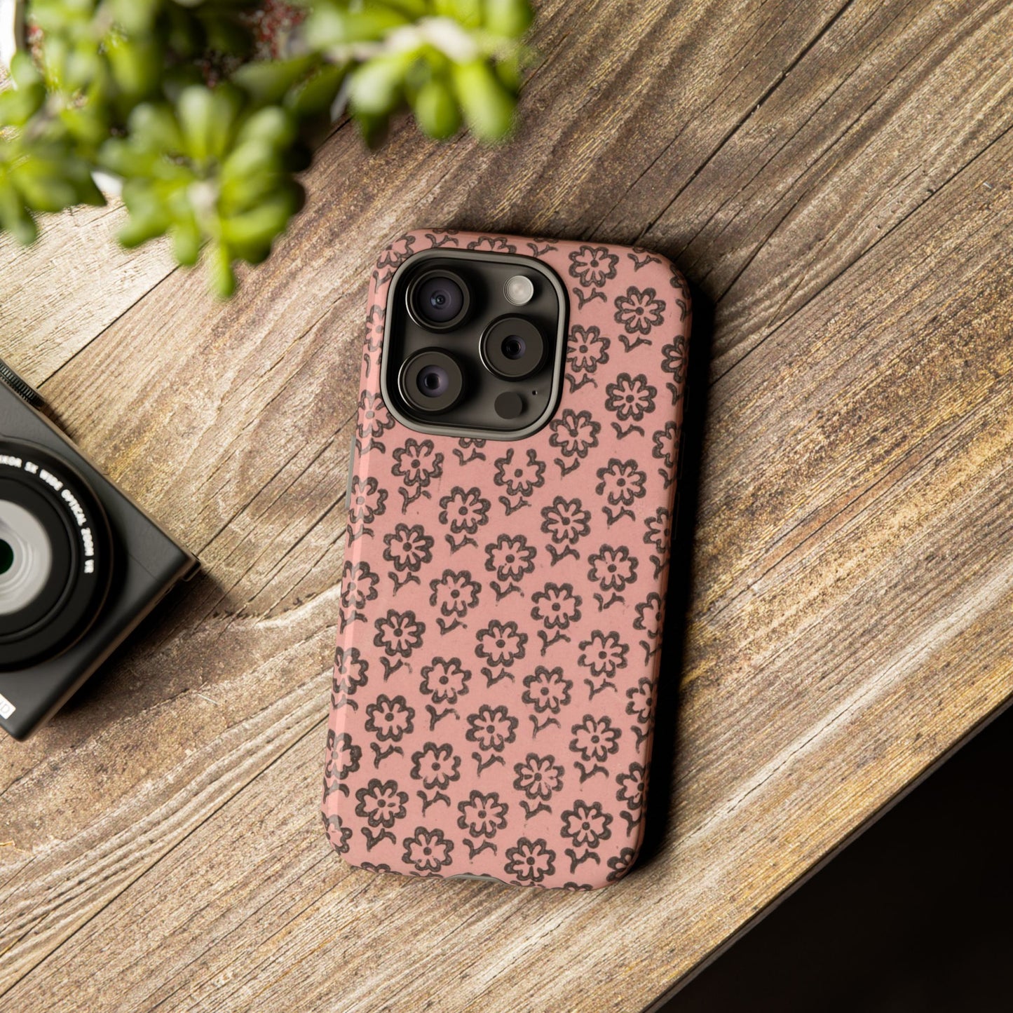Dutch Pink & Brown Scattered Pattern Floral iPhone Case