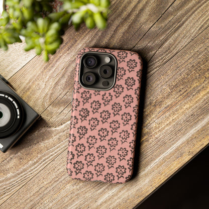 Dutch Pink & Brown Scattered Pattern Floral iPhone Case