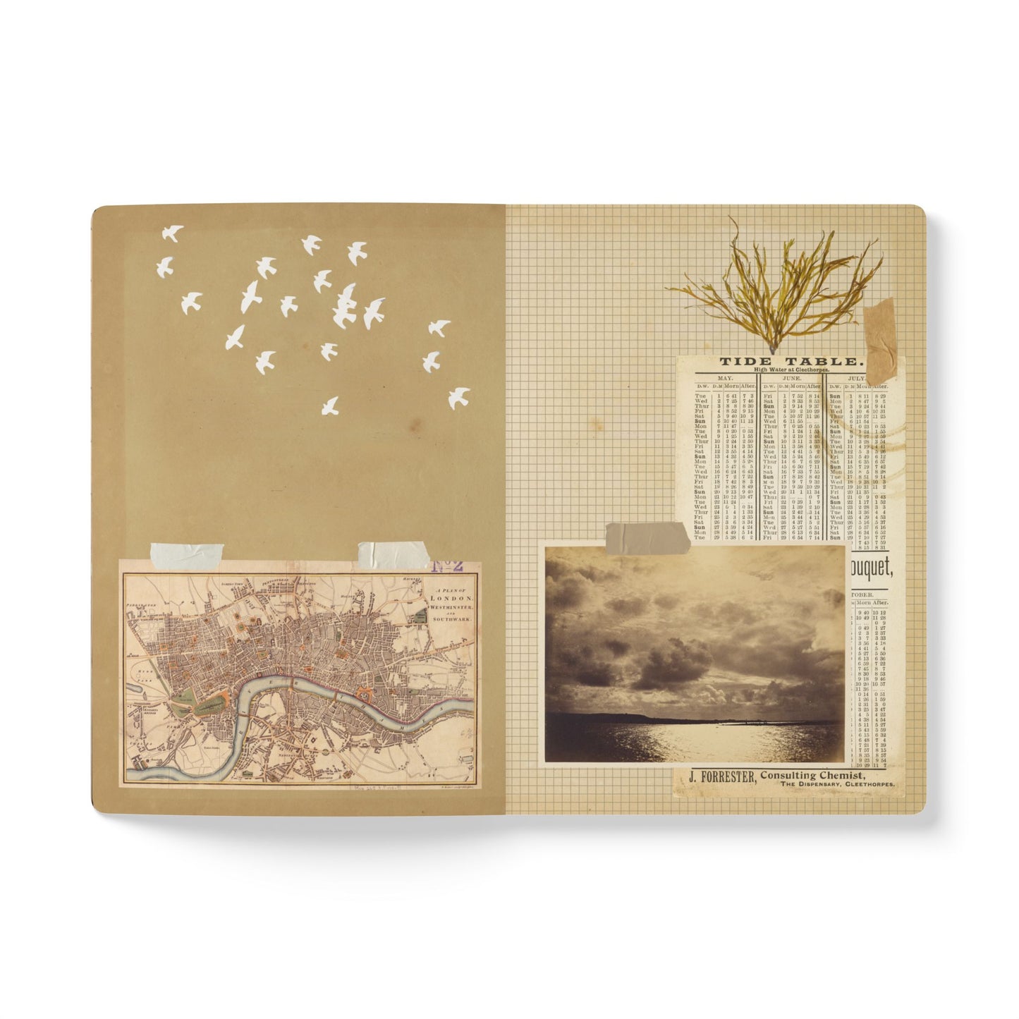 London Vintage Map | Softcover Travel Journal with Inside Illustrations
