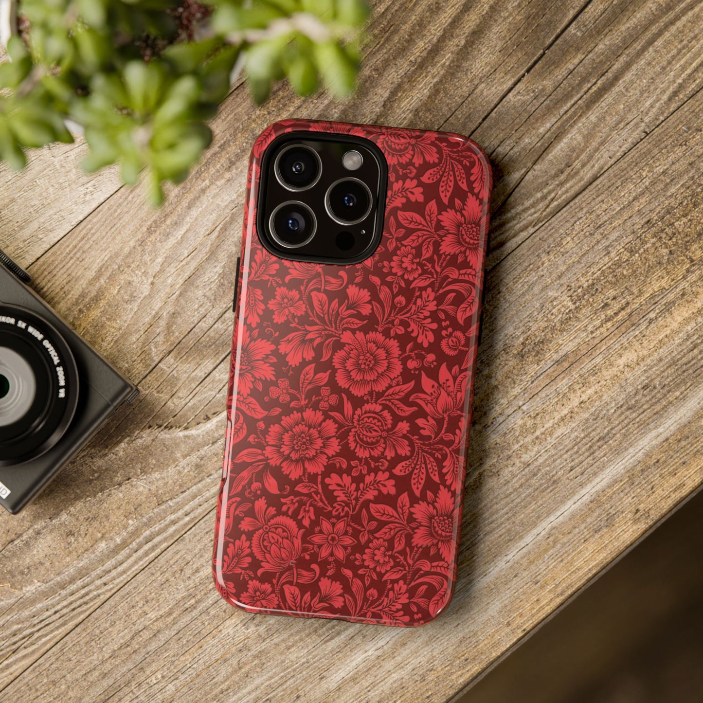Vintage Crimson Floral Botanical iPhone Case