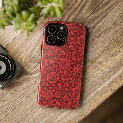 Vintage Crimson Floral Botanical iPhone Case