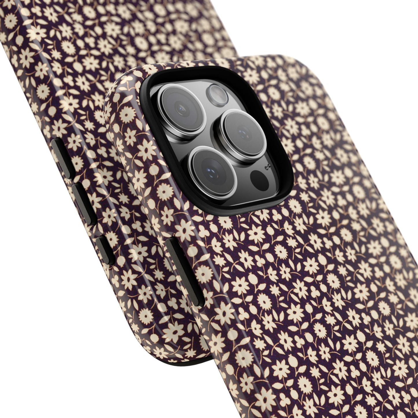 Coffee and Cream Vintage Floral Pattern iPhone Case