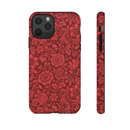 Vintage Crimson Floral Botanical iPhone Case