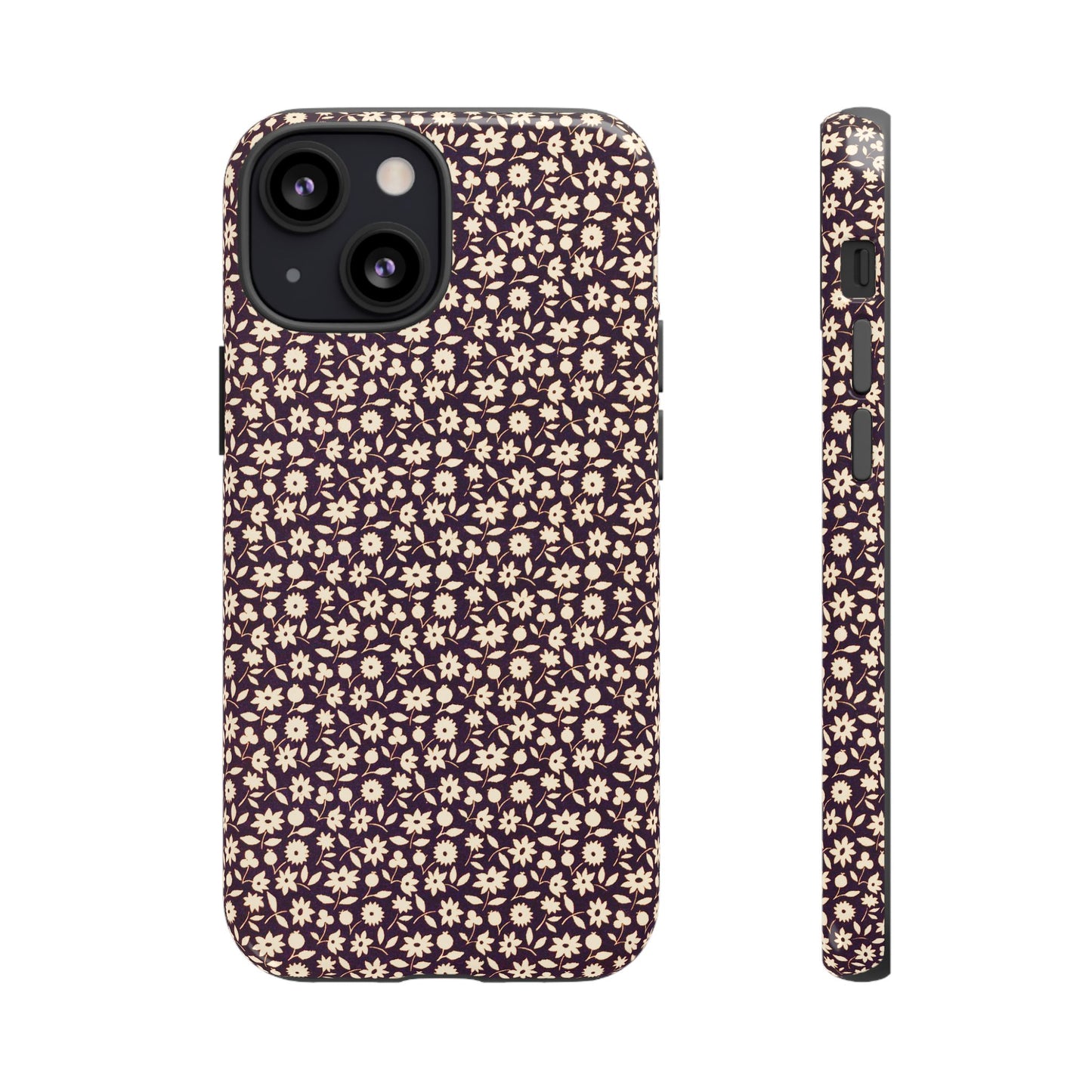 Coffee and Cream Vintage Floral Pattern iPhone Case
