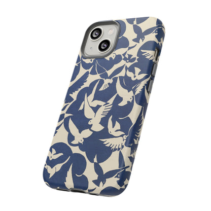 Blue Sky Birds Flying Retro iPhone Case