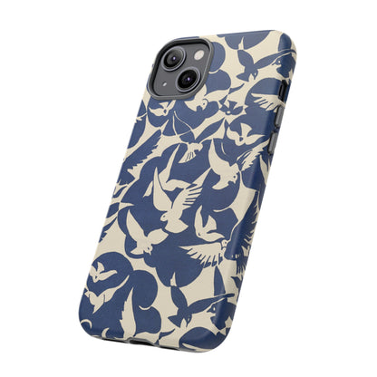Blue Sky Birds Flying Retro iPhone Case