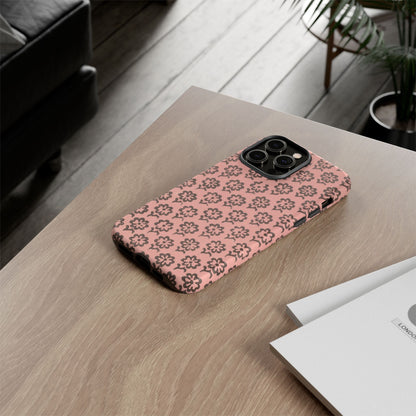 Dutch Pink & Brown Scattered Pattern Floral iPhone Case