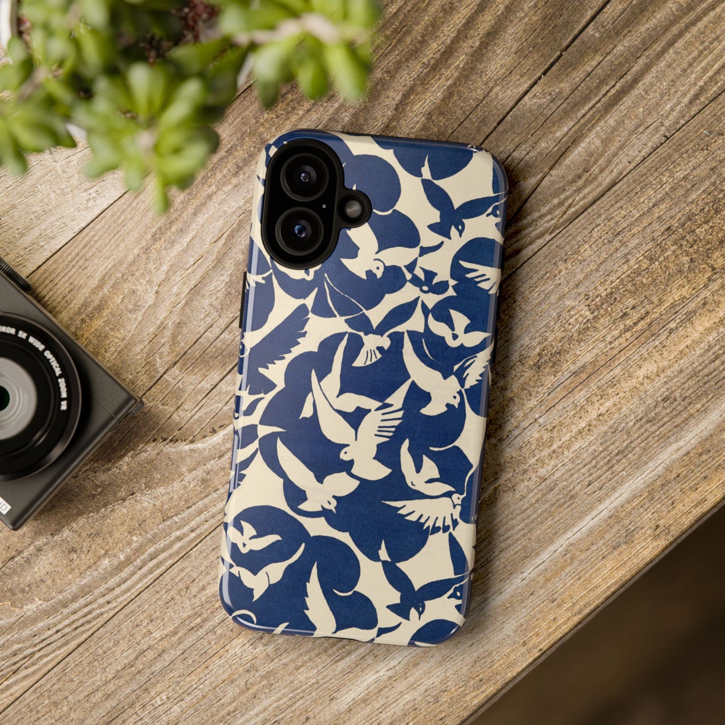Blue Sky Birds Flying Retro iPhone Case