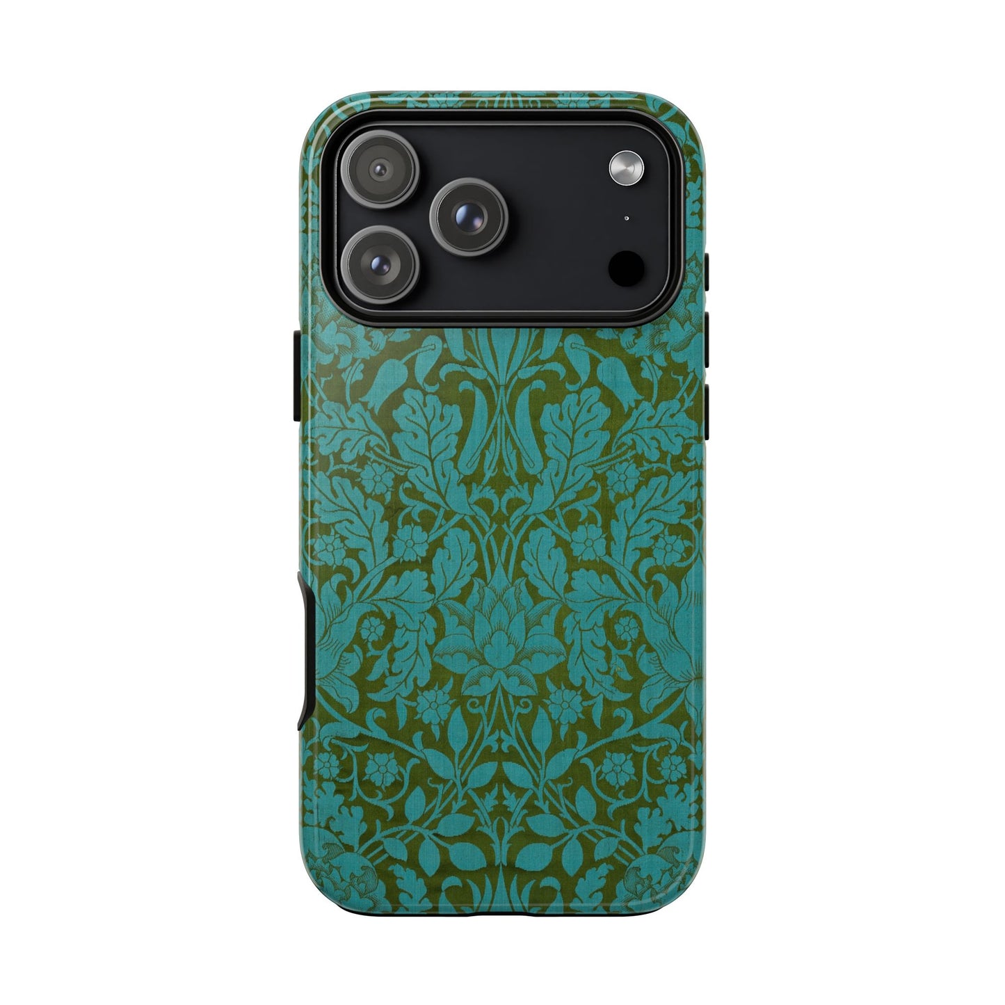 Aqua & Olive Oak Pattern by William Morris iPhone Case