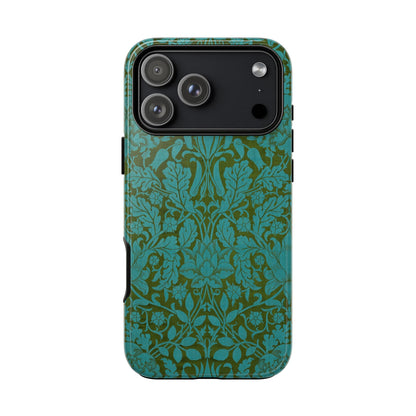 Aqua & Olive Oak Pattern by William Morris iPhone Case
