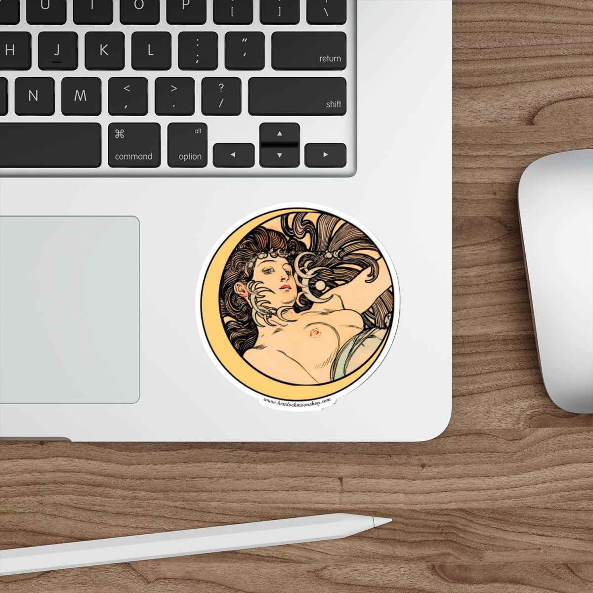 Witch Moon Art Nouveau Sticker :: Alphonse Mucha :: All-Weather, Water-Resistant Vinyl (5 sizes)
