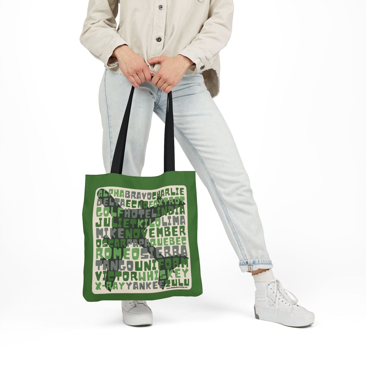 Green Aviation Alphabet Tote Bag (3 sizes)