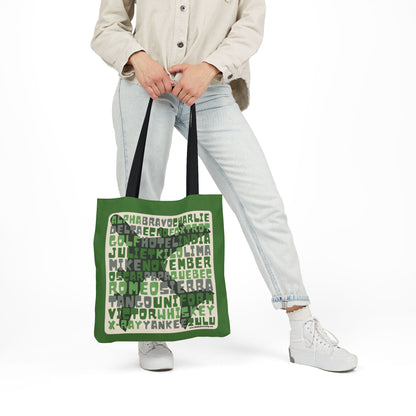 Green Aviation Alphabet Tote Bag (3 sizes)