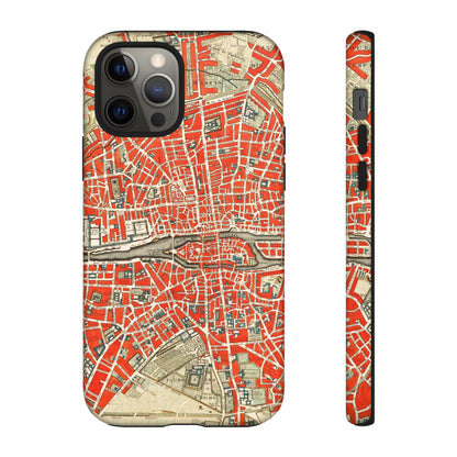 Retro Red Paris Map iPhone Case