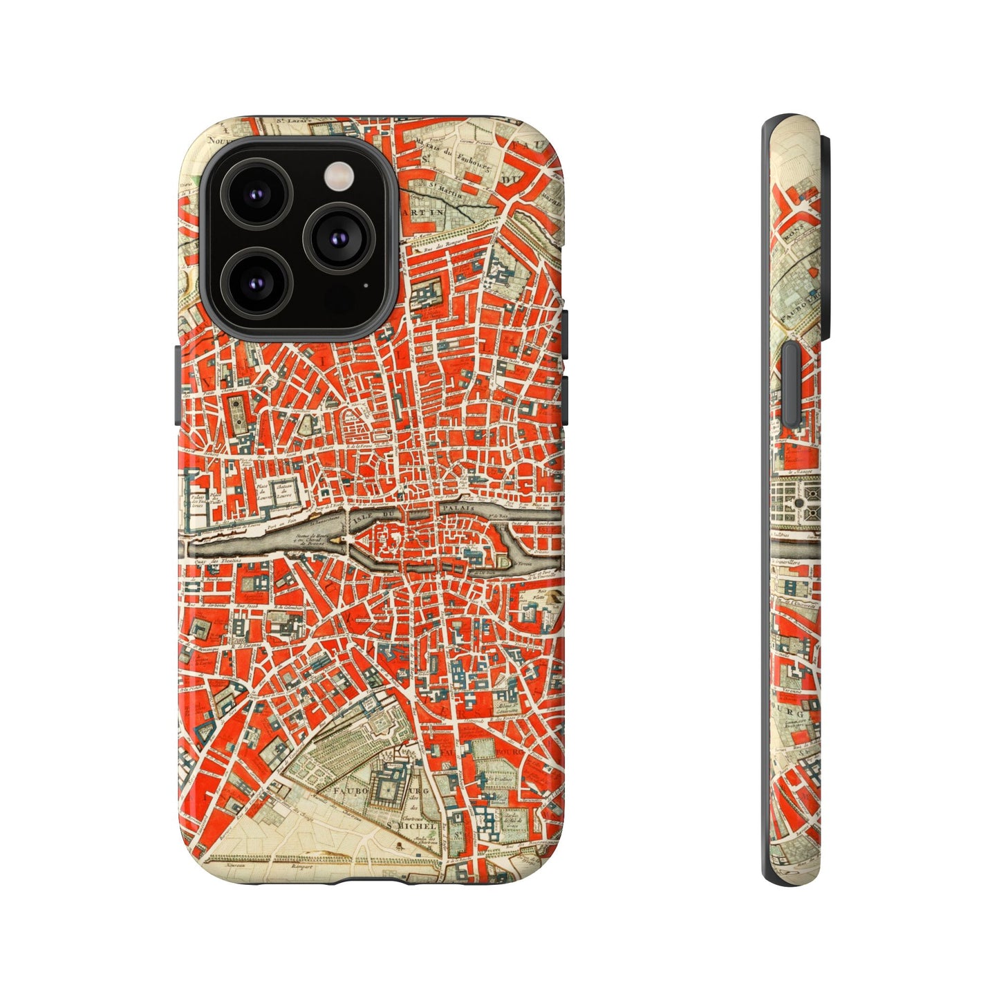 Retro Red Paris Map iPhone Case