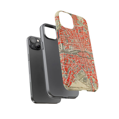 Retro Red Paris Map iPhone Case