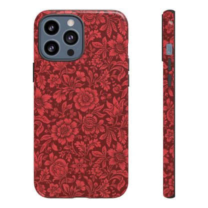 Vintage Crimson Floral Botanical iPhone Case