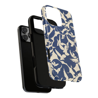 Blue Sky Birds Flying Retro iPhone Case