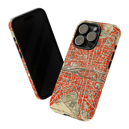Retro Red Paris Map iPhone Case