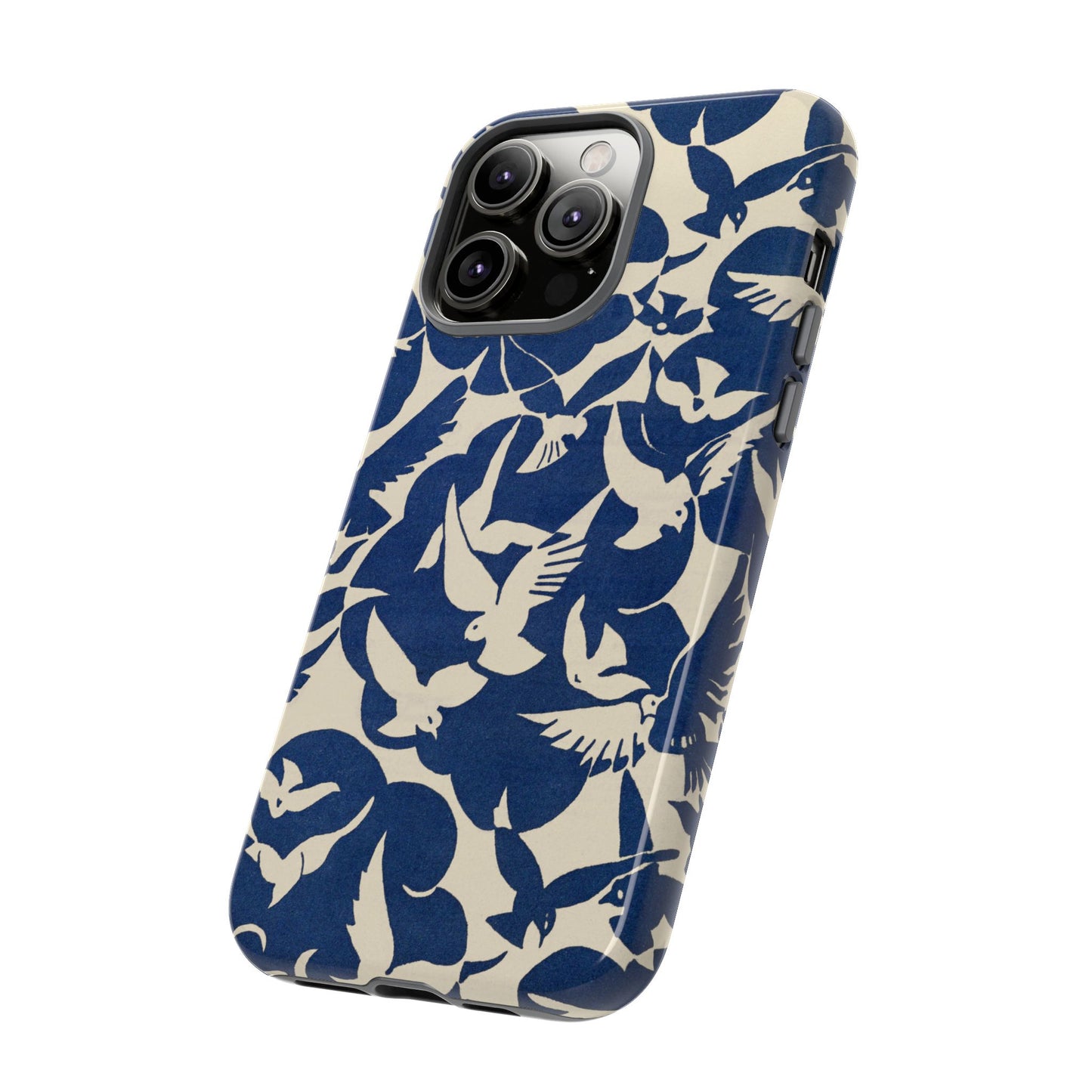 Blue Sky Birds Flying Retro iPhone Case