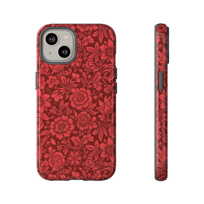 Vintage Crimson Floral Botanical iPhone Case