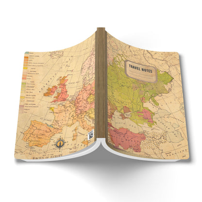 People of Europe Vintage Map | Softcover Travel Journal with Inside Illustrations