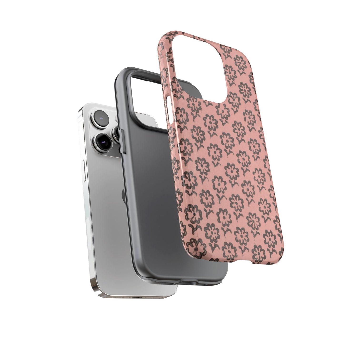 Dutch Pink & Brown Scattered Pattern Floral iPhone Case