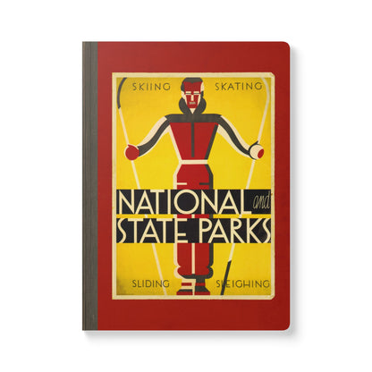 Retro Red Skiing Notebook | Vintage Winter Sports Softcover Travel Journal