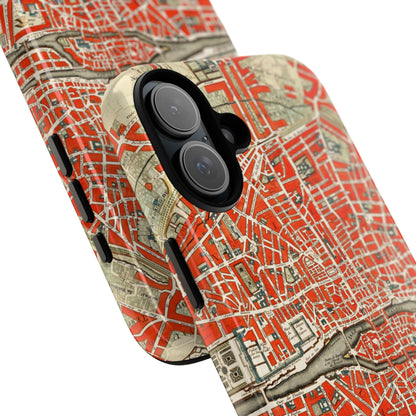 Retro Red Paris Map iPhone Case