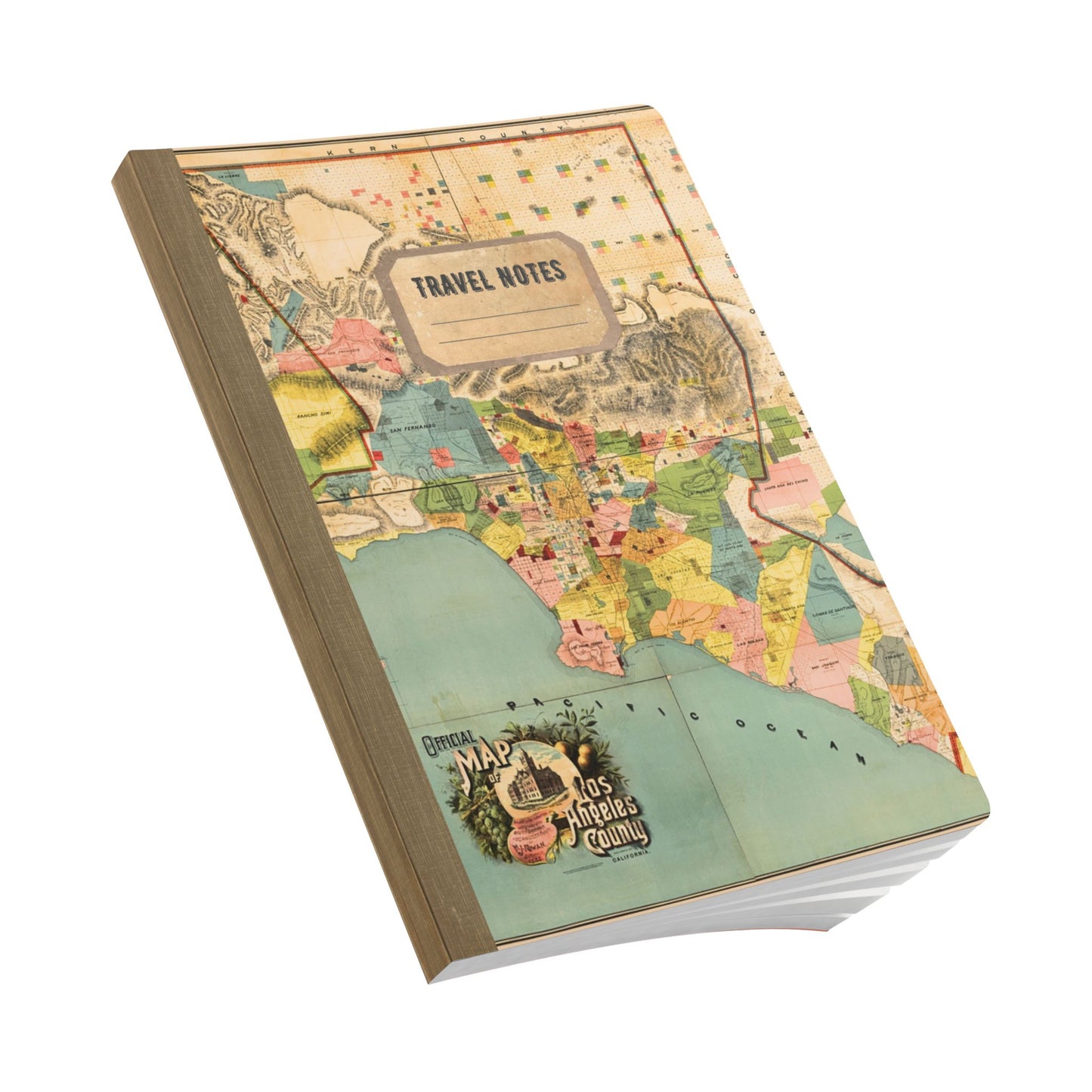 Los Angeles County Vintage Map | Softcover Travel Journal with Inside Illustrations