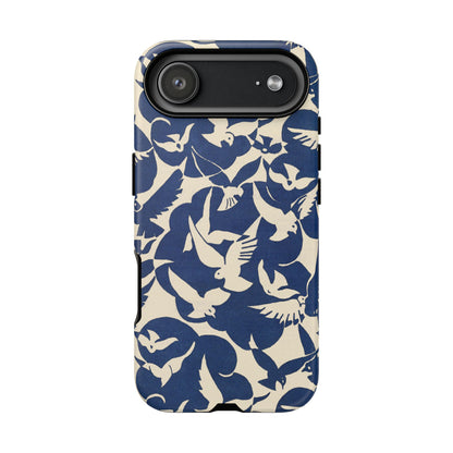 Blue Sky Birds Flying Retro iPhone Case