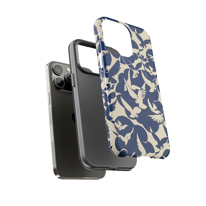 Blue Sky Birds Flying Retro iPhone Case