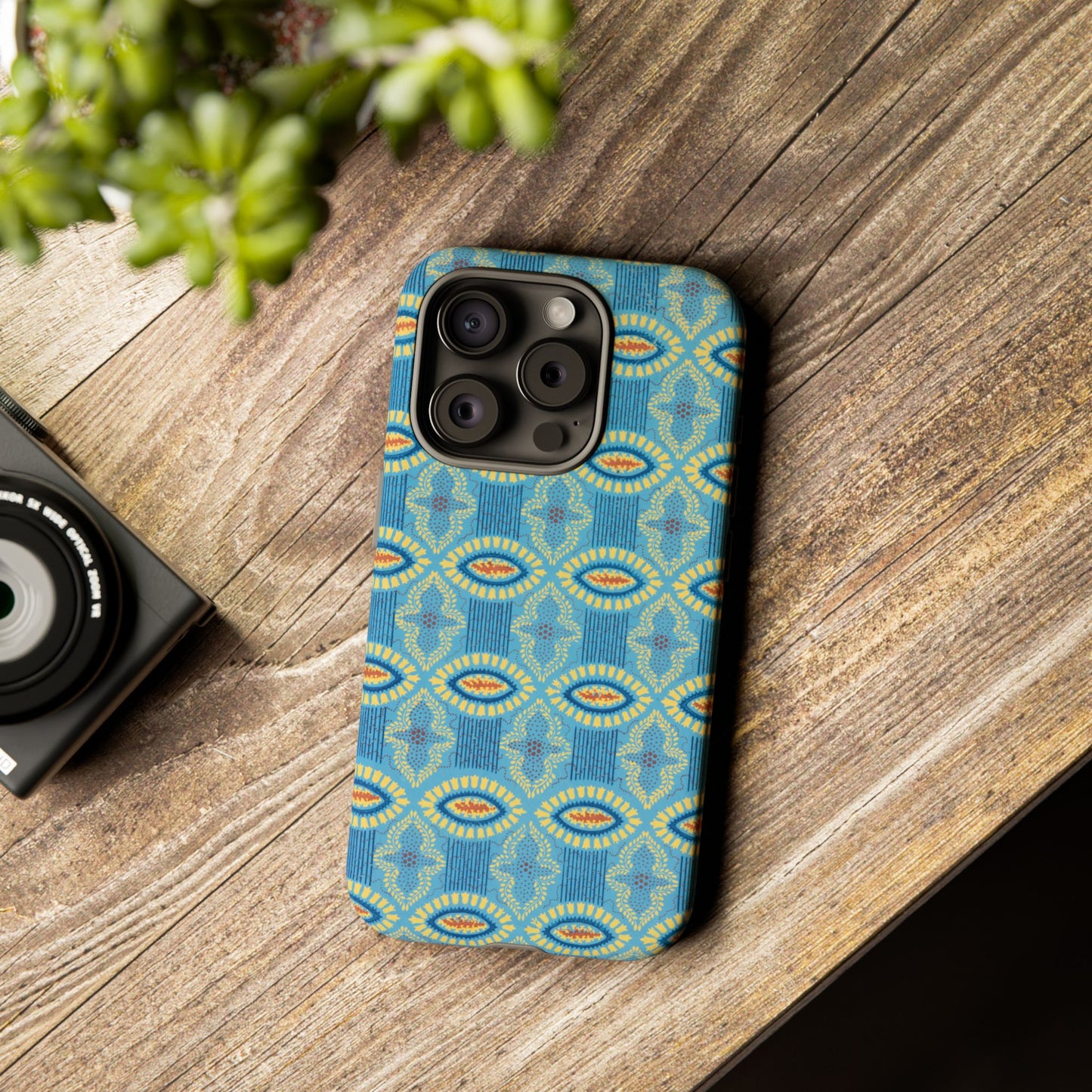 Turquoise Retro Geometric iPhone Case