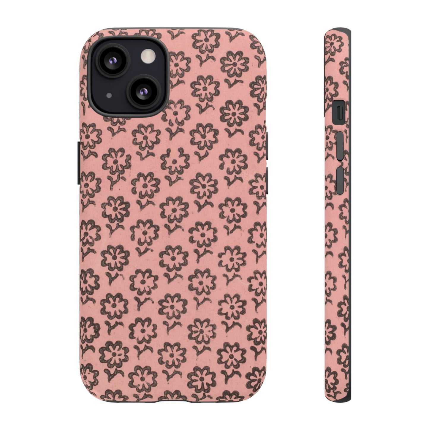 Dutch Pink & Brown Scattered Pattern Floral iPhone Case