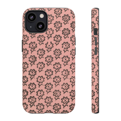 Dutch Pink & Brown Scattered Pattern Floral iPhone Case