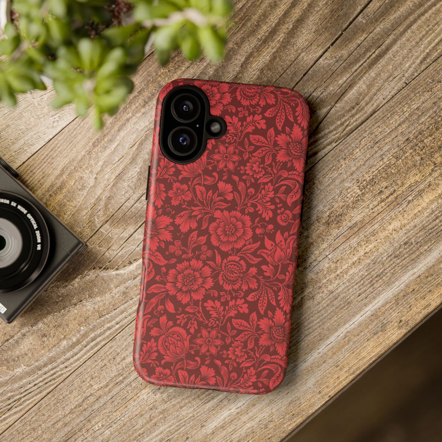 Vintage Crimson Floral Botanical iPhone Case