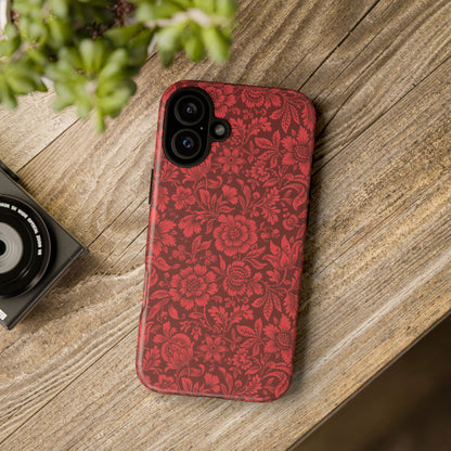 Vintage Crimson Floral Botanical iPhone Case