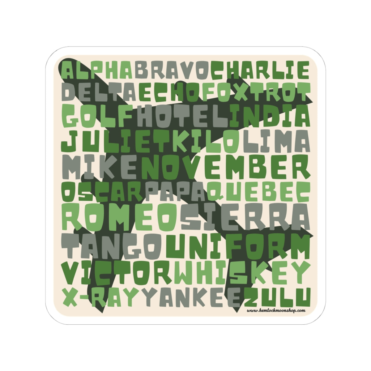 Retro Green Aviation Alphabet Stickers (4 sizes)